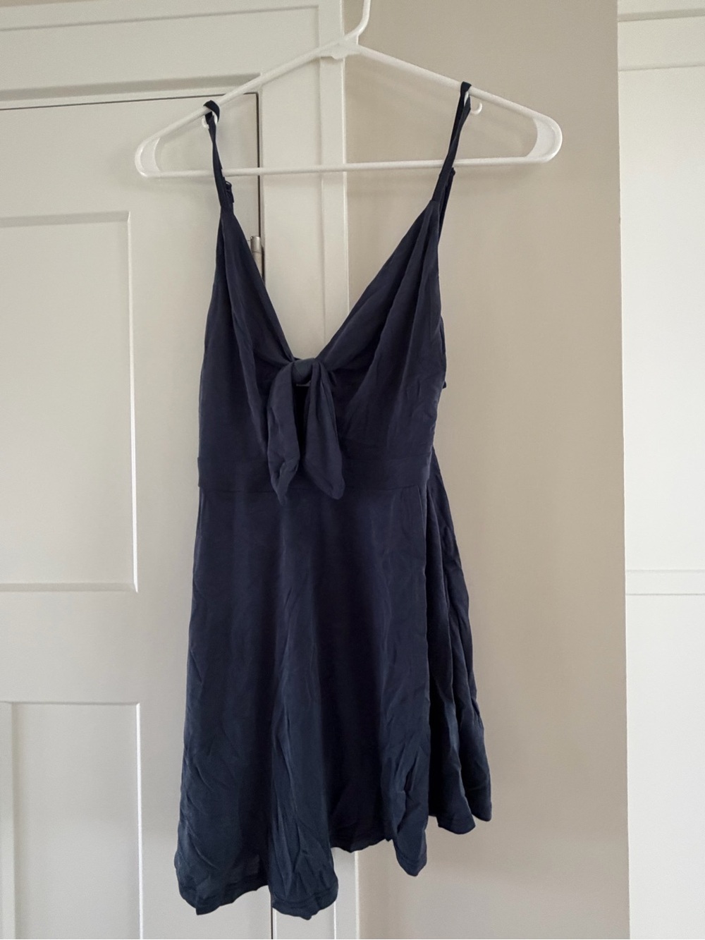 Urban Outfitters Navy Tie-Front Spaghetti Strap Mini Dress